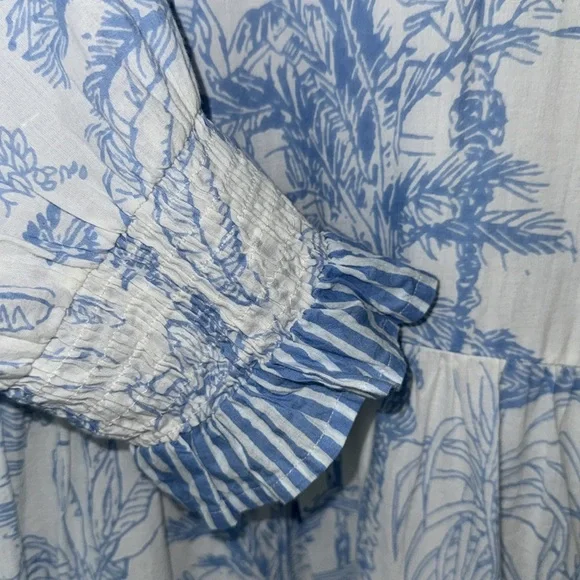 Charleston Shoe Company Charlee Alexis Dress Blue Tropical Pattern Size Medium - Picture 2 of 9